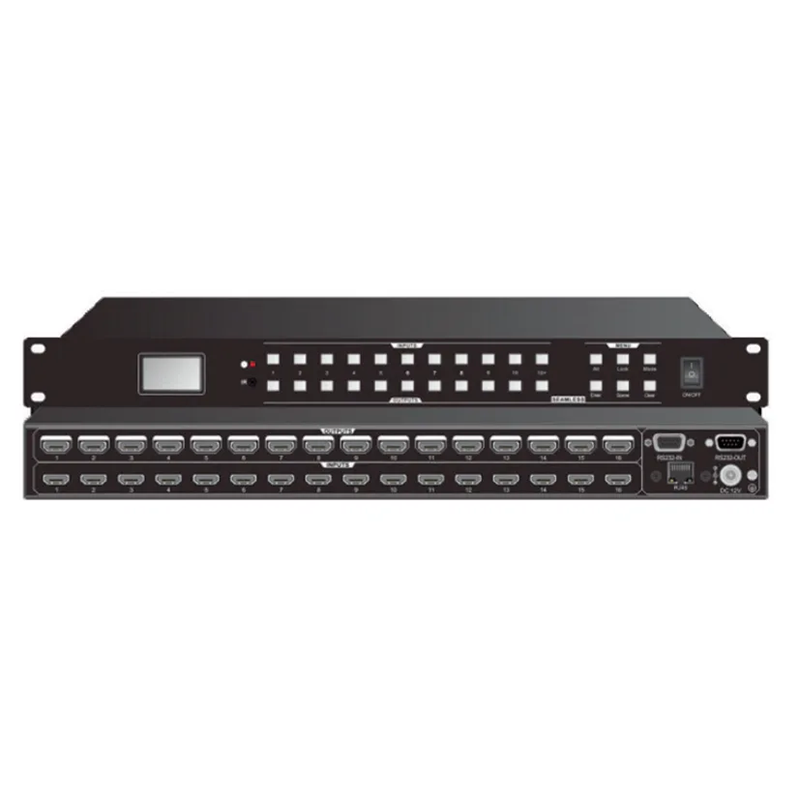 XULA HDM1616S-N 16*16固定式矩阵，带屏幕、红外、TCP/IP