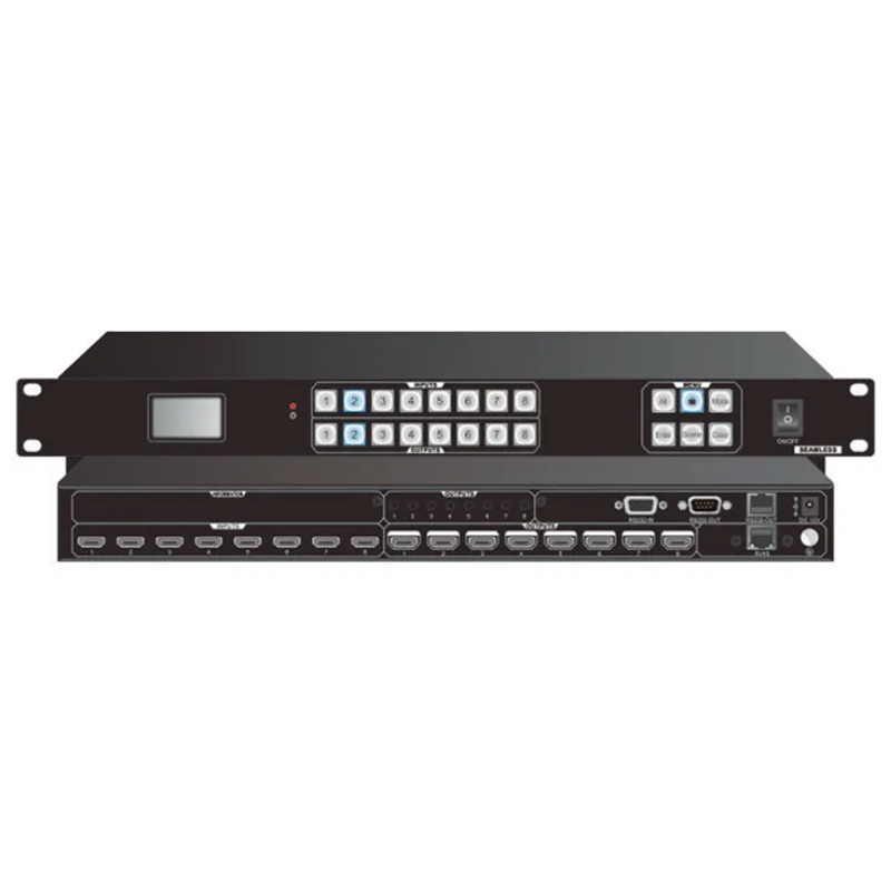 XULA HDM0808S-Pro 8*8固定式矩阵，带屏幕、TCP/IP、水晶按键