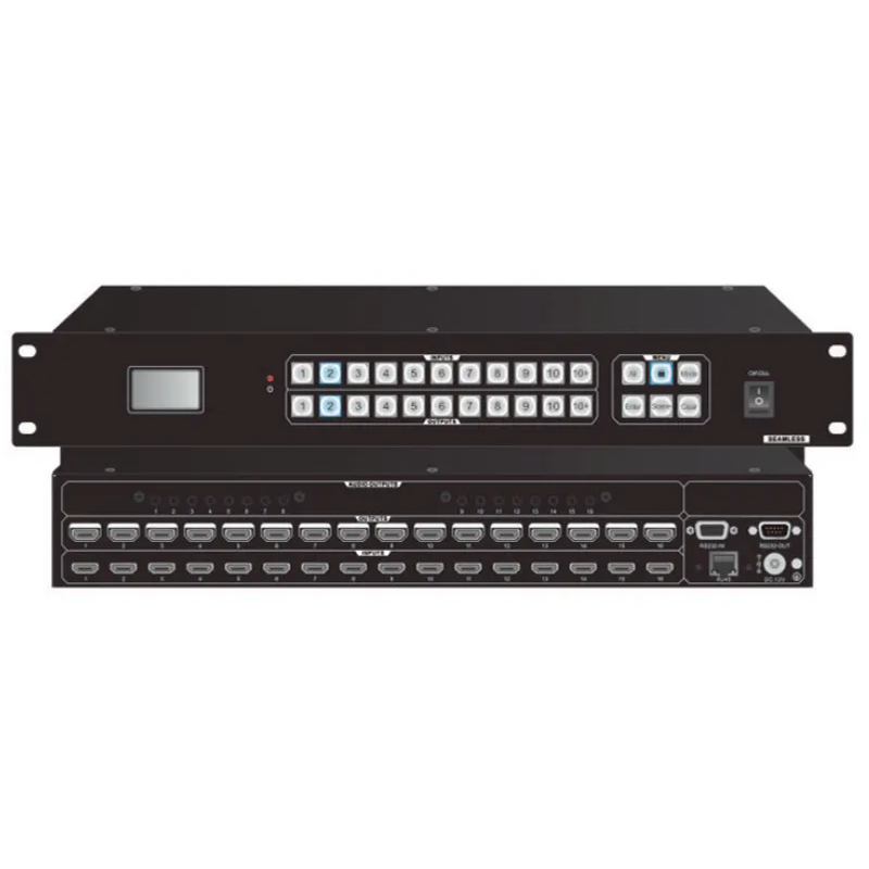 XULA HDM1616S-Pro 16*16固定式矩阵，带屏幕、TCP/IP、水晶按键